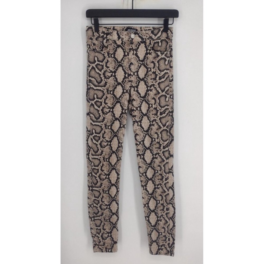 Zara Trafaluc Denim Collection Snake Python Print Skinny Pants Womens 06